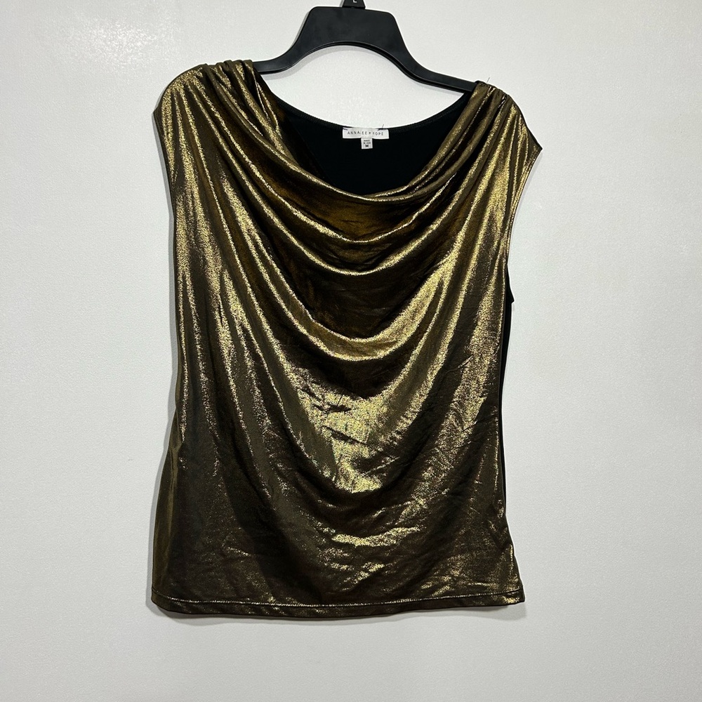 Gold Metallic Drape Top